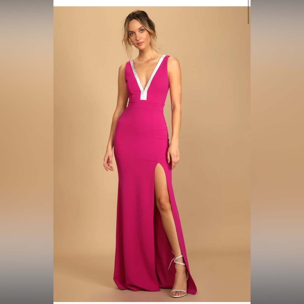 Lulu’s rhinestone full length a line pink gown. NWT, couldn’t return